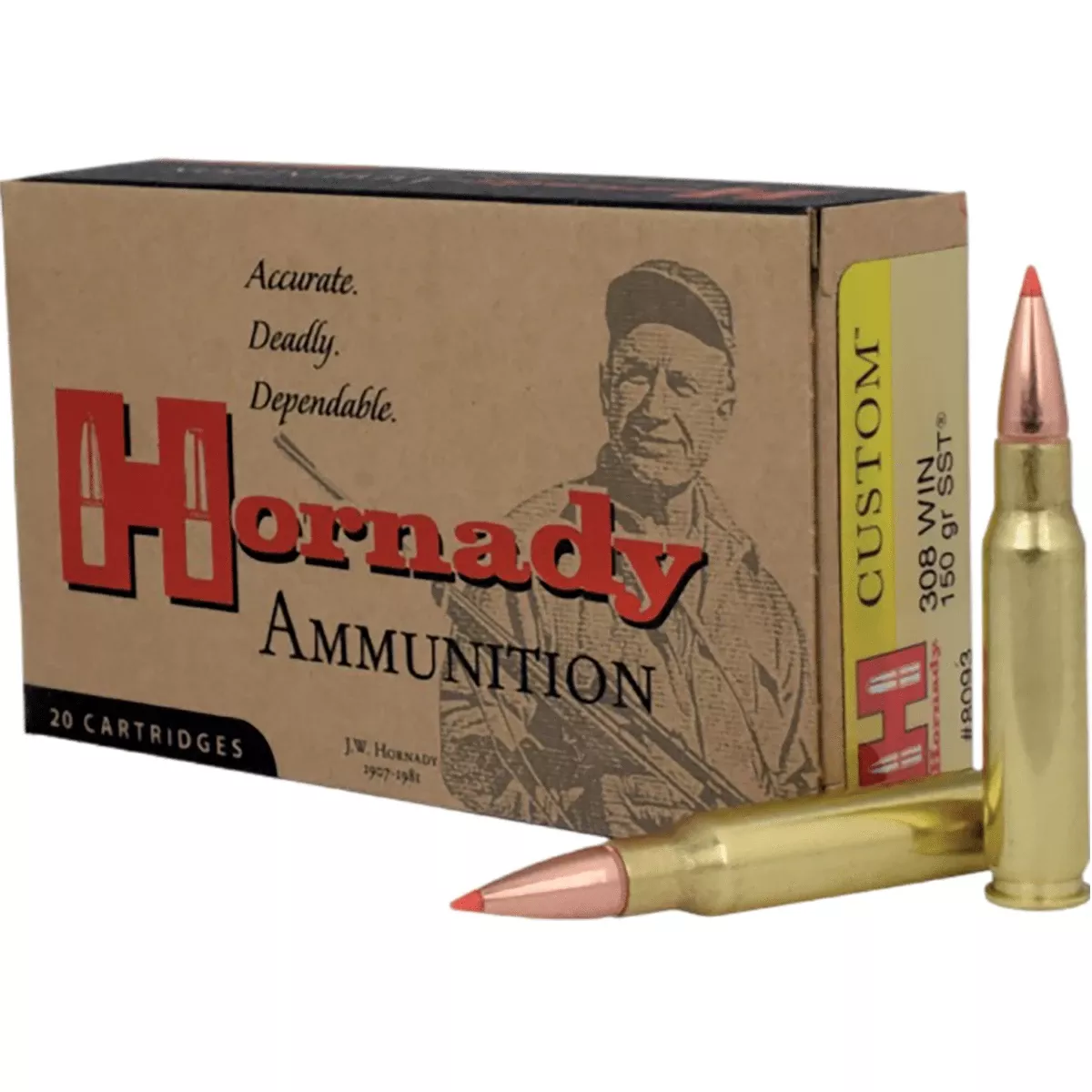 Hornady 8093 Custom 308 Win 150 gr Super Shock Tip 20 Per Box