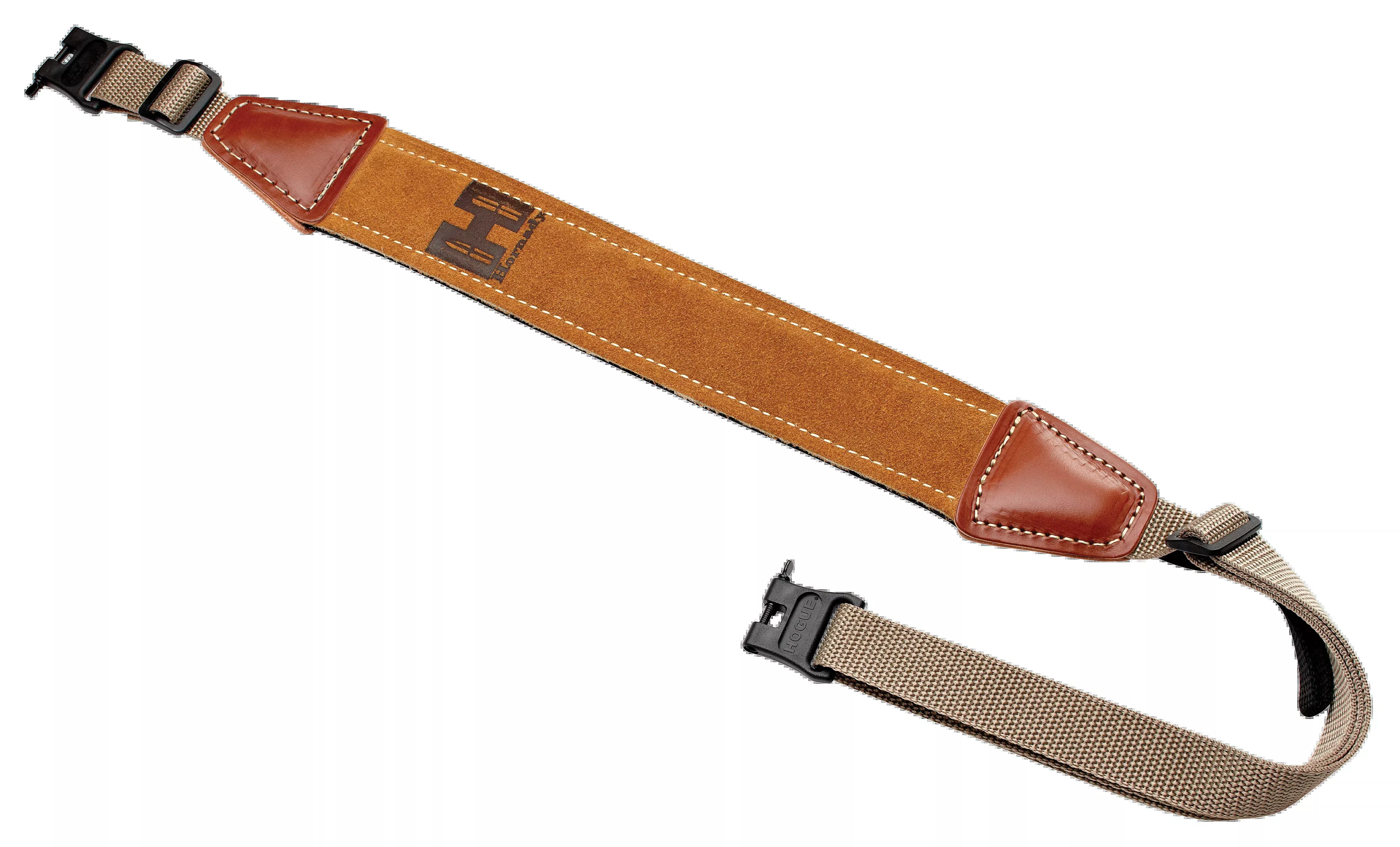Hornady Universal Rifle Sling Brown Leather & Nylon with Swivels - 99107