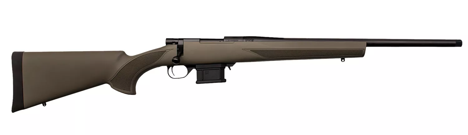 Howa HMA6ARCGYTH 1500 Mini Action Youth 6mm ARC 22″ Black Steel Threaded Barrel, Black Drilled & Tapped Steel Receiver, Fixed HTI Green Synthetic Stock