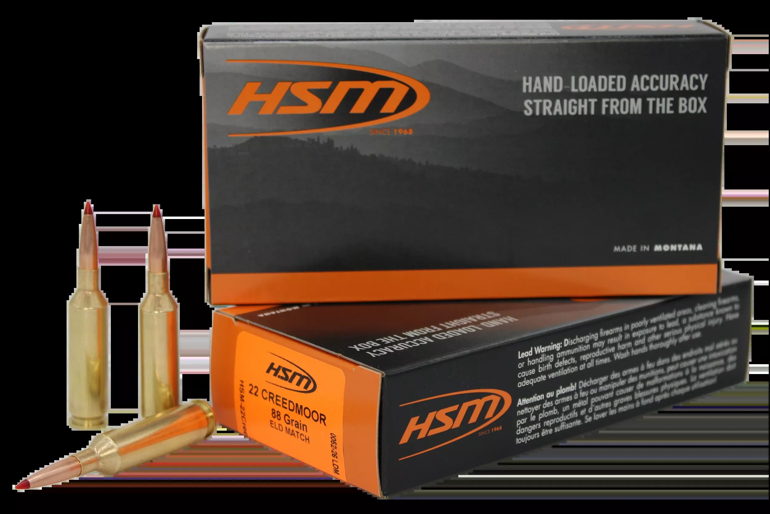 HSM 22 Creedmoor 88gr ELD Match 20 Rd - Box or Case