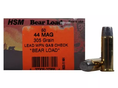 HSM Bear 44 Remington Magnum Ammo 305 Grain Flat Nose - Box of 50