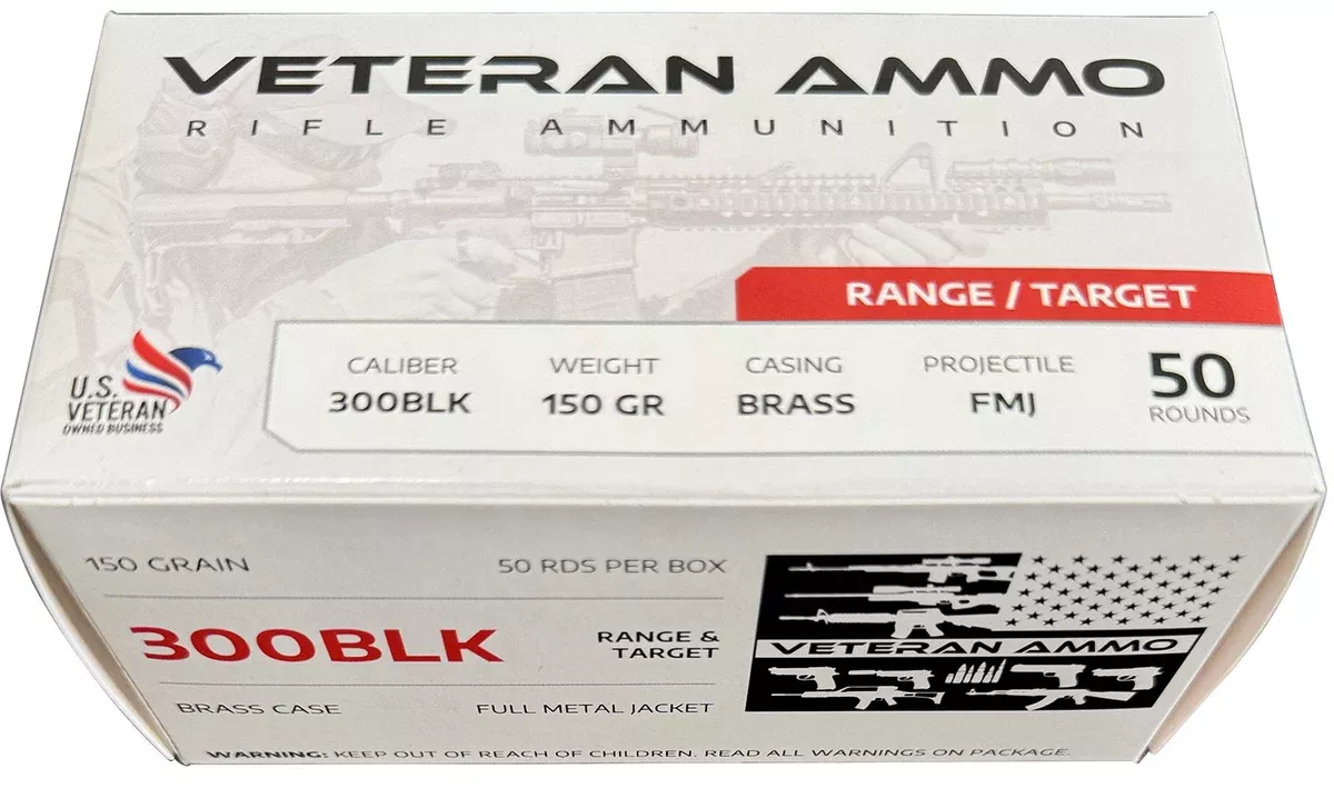 Hyperion Munitions HMBX300BLK15050 Veteran Ammo300 Blackout 150 gr Full Metal Jacket 50 Per Box/10 Case