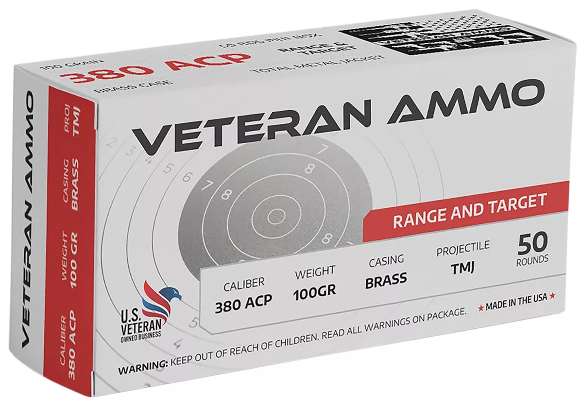 Hyperion Munitions HMBX38010050 Veteran Ammo380 ACP 100 gr Full Metal Jacket 50 Per Box/20 Case