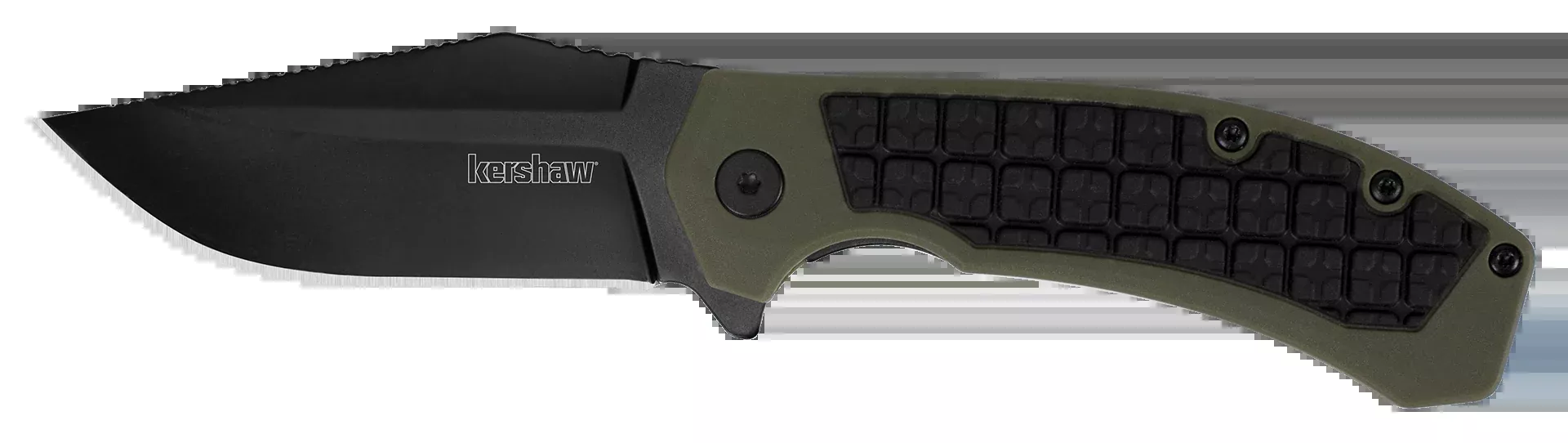 Kershaw Faultline 8760 3" Folding Drop Point Plain 8Cr13MoV Black Oxide Black/OD Green GFN