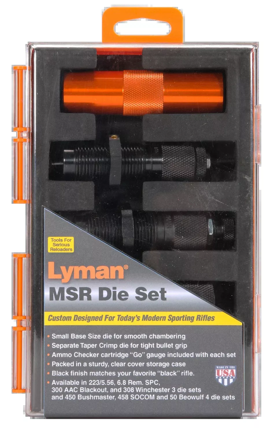 Lyman MSR Precision 4-Die Set for .458 SOCOM Bushmaster w/ Ammo Checker Go Gauge 7690110