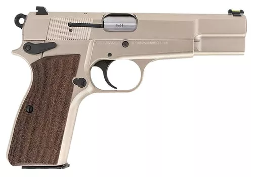 MAC 12000001 P-359mm Luger 15+1 4.70" Stainless Steel Barrel, Satin Nickel Serrated Steel Slide & Frame w/Beavertail & Picatinny Rail, G10 Grip