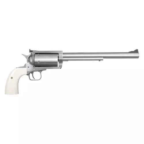 Magnum Research BFR4570B BFR Long Cylinder 45-70 Gov 5rd 10" Overall Stainless Steel with Bisley White Laminate Grip