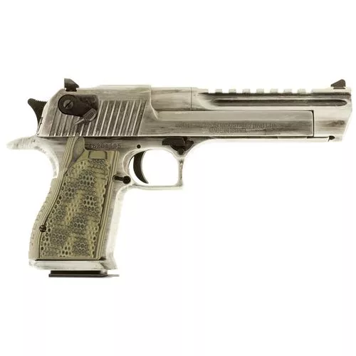 Magnum Research DE44WMD Desert Eagle Mark XIX 44 Rem Mag 6" 8+1 White Matte Distressed Cerakote Carbon Steel Frame & Slide Distressed G10 Grip