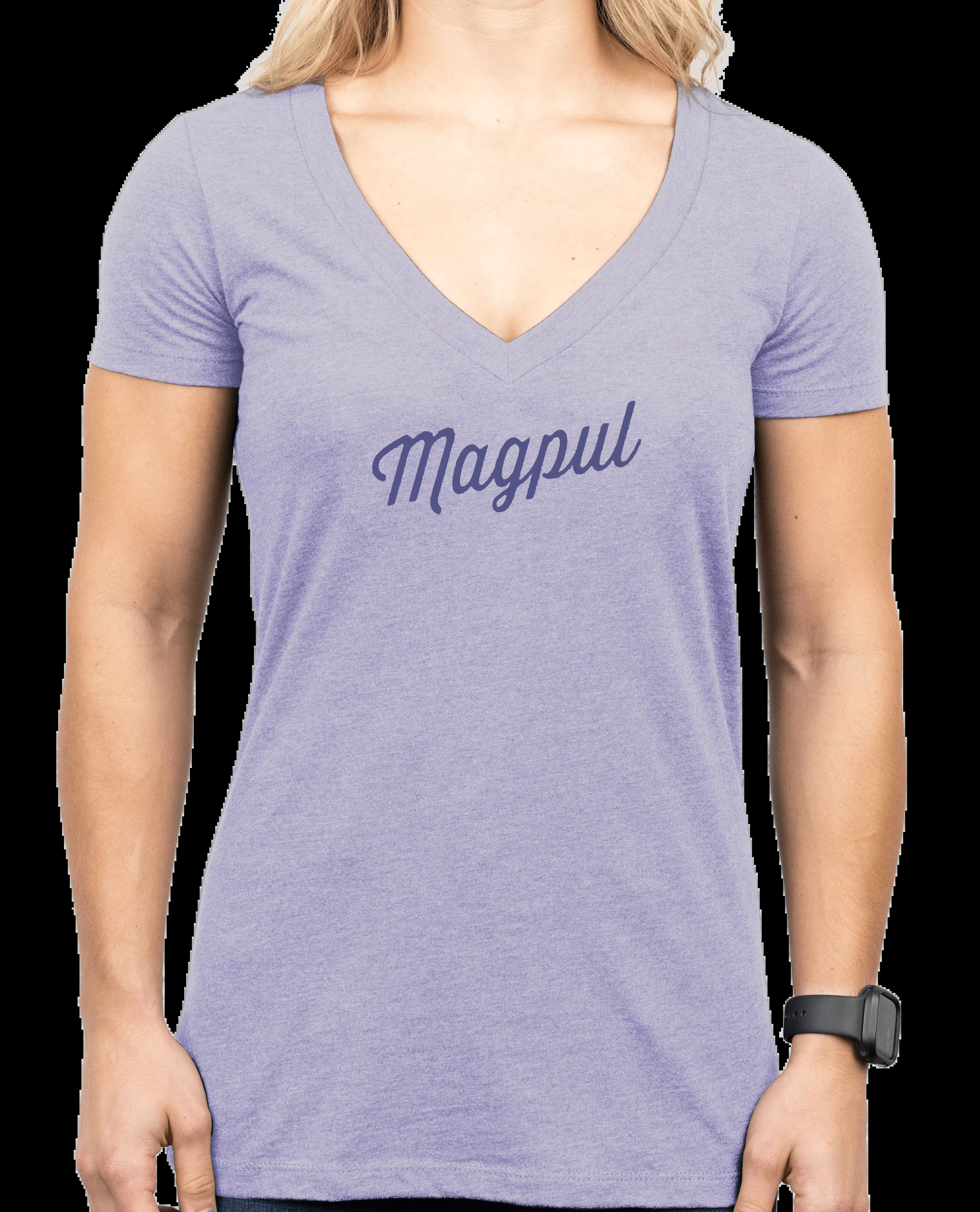 Magpul Industries Rover Script Women's Orchid Heather Short Sleeve V-Neck T-Shirt - XL