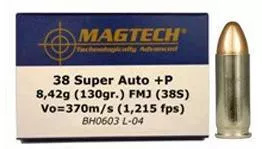 MagTech Handgun Ammunition .38 Super 130 gr FMJ 1215 fps 50/ct