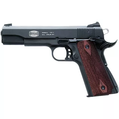 Mauser Rimfire 4110602 191122 LR 10+1 5" Black Steel Barrel, Black Serrated Slide, Black Aluminum Frame w/Beavertail, Walnut Grip, Ambidextrous