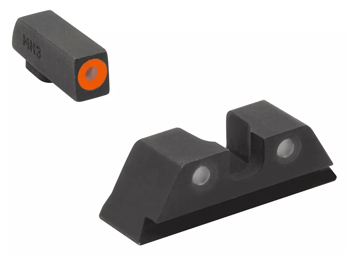 Meprolight USA 402243137 Hyper-Bright Sight Set Green Tritium Orange Outline Front Sight-Green Tritium Black Outline Rear Sight Glock 17/17L/19/22