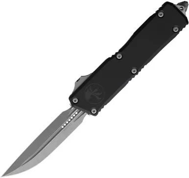 Microtech 1181-10AP Auto Scarab II OTF Gen III Executive - 3.9"D/E-SBohler M390MK Apocalyptic Finish Blade, Black Aluminum Handles