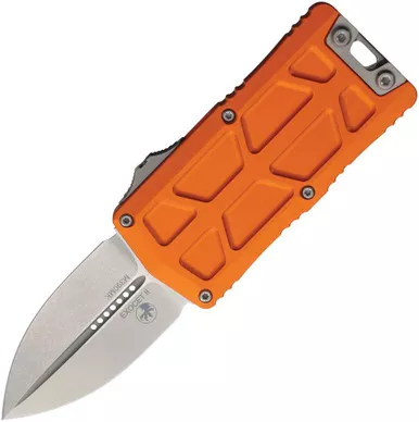 Microtech Exocet II OTF Auto Knife 2.31" M390MK Orange Stonewash Dagger - 1157-10OR
