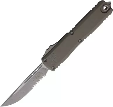 Microtech Ultratech Gen III ZBP 3.5" M390MK Apocalyptic Partially Serrated Blade Natural Clear Aluminum Handle OTF - 1121-11APNC