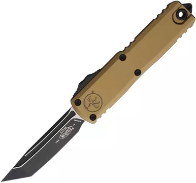 Microtech UTX-85 Gen IV Tanto Two-Tone Black Blade Tan Handle - 12334-1TA