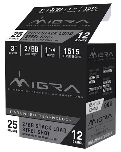 Migra Ammunitions M12SS2BB Staxd 12 Gauge 3" 1 1/4oz 2/BB Shot -25 Per Box