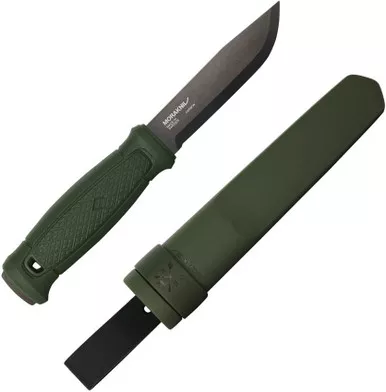 Morakniv Garberg Full Tang Fixed Blade 4.3" DLC Carbon Steel Scandi Blade Military Green Polyamide Handle - M-14528