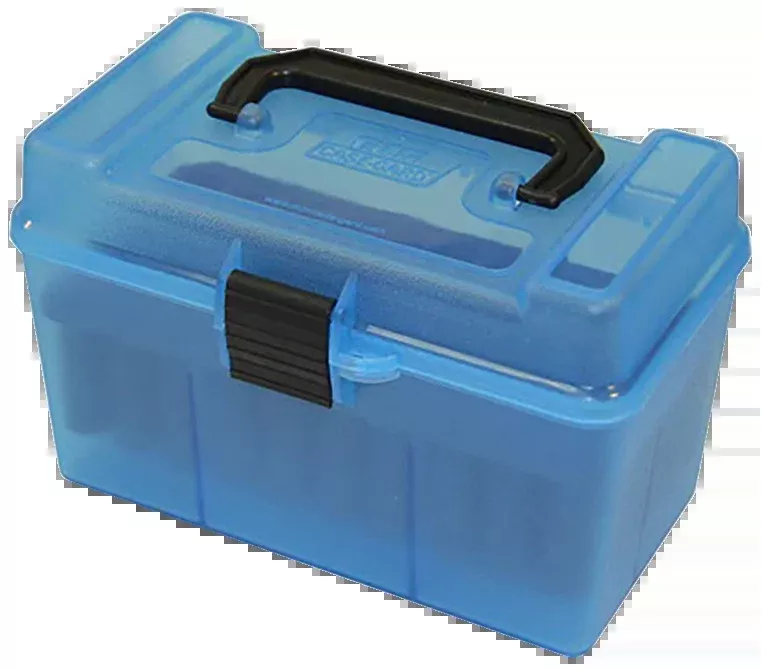 MTM Case-Gard H50RMAG24 Deluxe Ammo Box 7mm Rem Mag/300 Win Mag 50rd Clear Blue Polypropylene