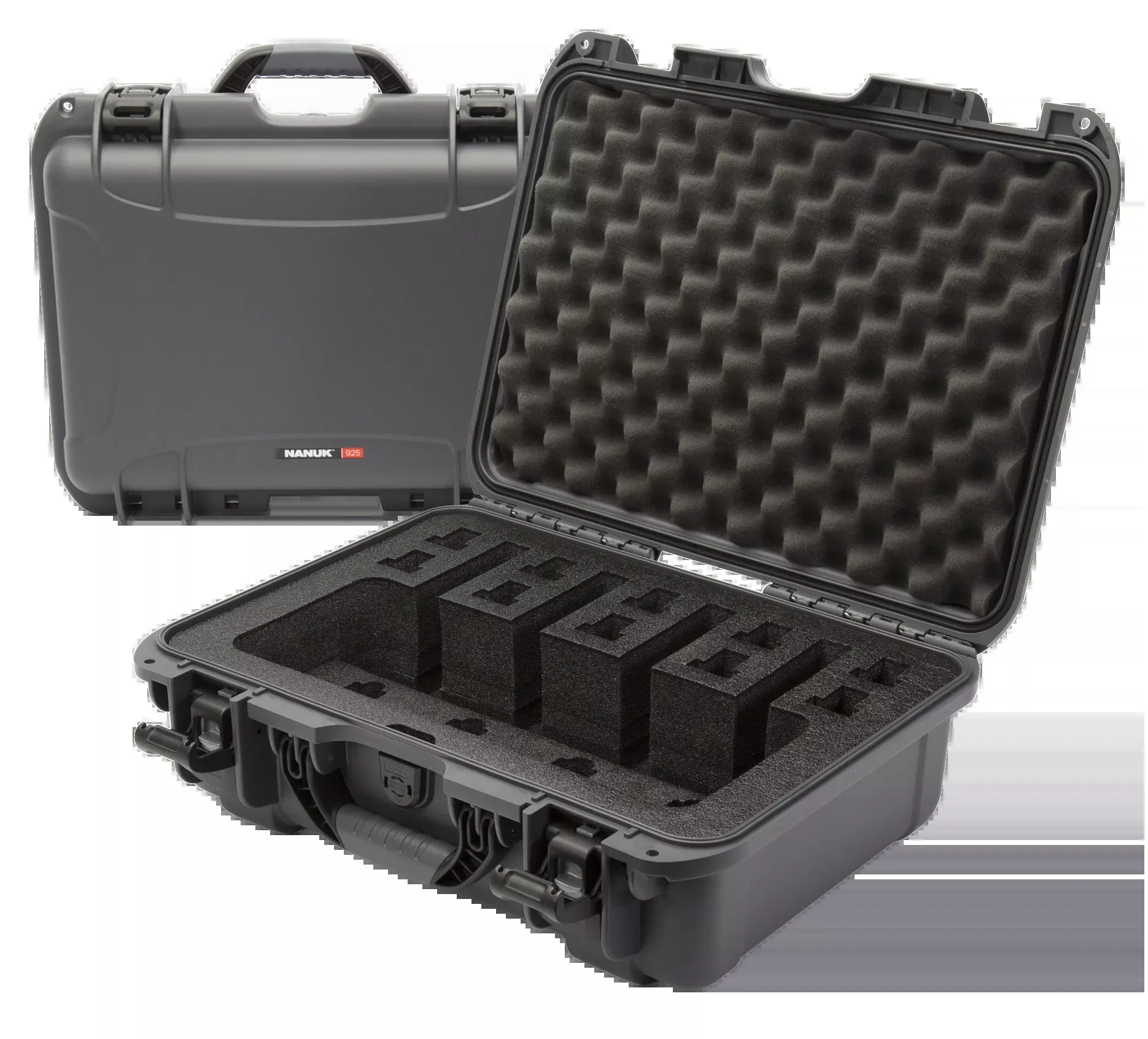 Nanuk 925 4-Up Pistol Case Waterproof Graphite Resin w/ Closed-Cell Foam