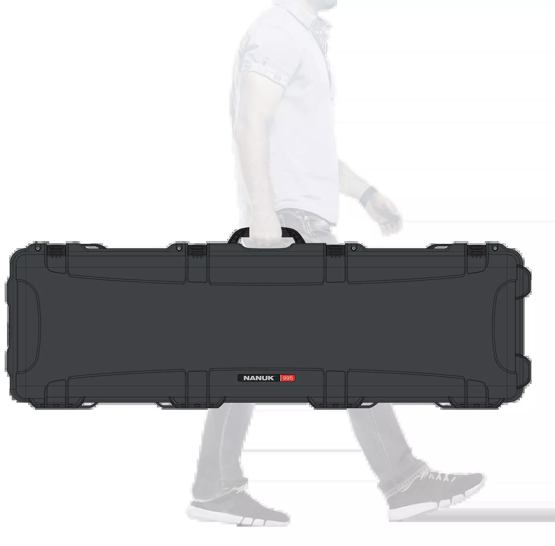 Nanuk 995 Waterproof Graphite Resin Rifle Hard Case 52" with Foam Padding & Lockable Latches