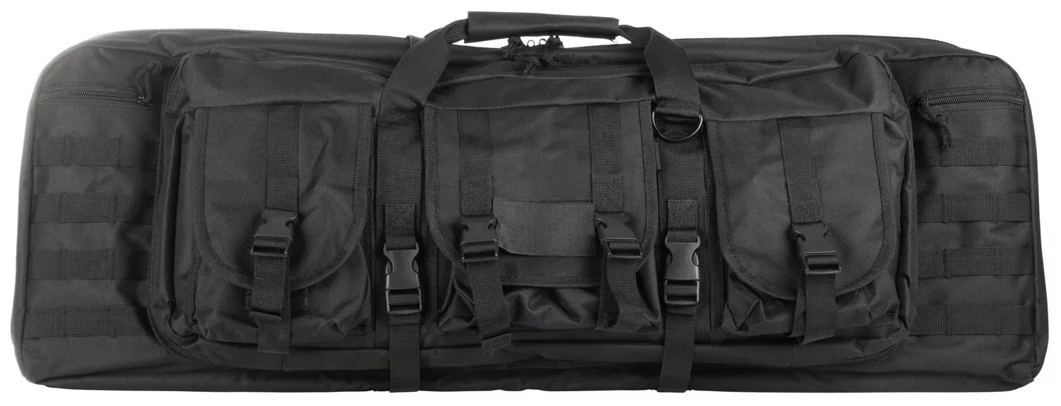 NcStar CVDC2946B36 VISM Double Carbine Case Black PVC Nylon w/ Foam Padding Lockable Zippers Pockets & MOLLE Webbing