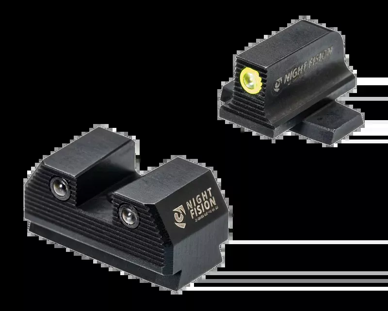 Night Fision Optics Ready Stealth Night Sight Set - Sig P365 / Holosun 507K Footprint - Yellow Front Ring / Green Tritium Rear