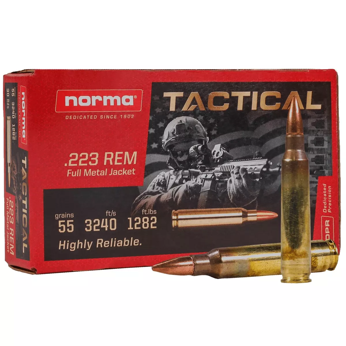 Norma .223 Rem Tactical 55gr Ammo - FMJ - 30 Rounds