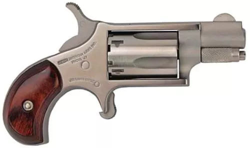 North American Arms 22LR Mini-Revolver *CA Compliant 22 LR 5 Shot 1.13" Stainless Steel Barrel, Frame & Cylinder, Rosewood Birdshead Grip Exposed Hammer