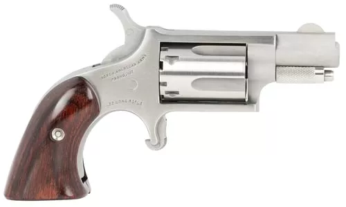 North American Arms 22LRGBG Mini-RevolverSports South Exclusive 2 LR 5 Shot 1.13" Stainless Steel Barrel, Frame & Cylinder, Wood Boot Grip, Exposed Hammer