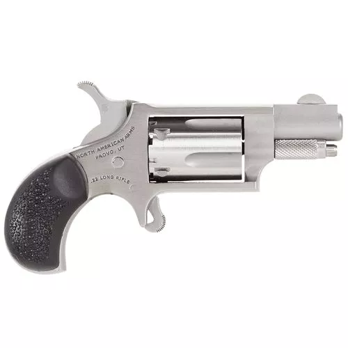 North American Arms 22LRGRCHS Mini-Revolver Carry Combo 22 LR 5rd 1.13" Overall Stainless Steel with Black Rubber Grip Includes Holster