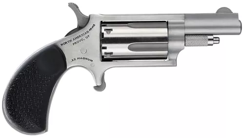 North American Arms 22MGRCHSS Mini-Revolver Carry Combo Sports South Exclusive 22 WMR 5 Shot 1.63" Stainless Steel Barrel, Frame & Cylinder, Black Rubber Grip, Exposed Hammer, Side Carry Holster