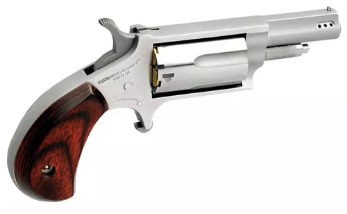 North American Arms 22MSCP Mini-Revolver Combo 22 LR/22 WMR 5 Shot 1.63" Stainless Steel Ported Barrel, Stainless Steel Frame & Cylinder, Rosewood Birdshead Grip, Exposed Hammer