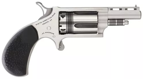North American Arms 22MTW Wasp22 WMR 5 Shot 1.63" Stainless Steel Vent Rib Barrel, Stainless Steel Frame & Cylinder, Black Pebbled Rubber Grip, Exposed Hammer