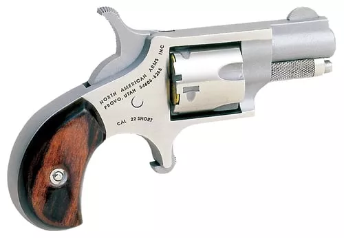 North American Arms 22S Mini-Revolver22 Short 5rd 1.13" Barrel, Overall Stainless Steel Finish, Rosewood Birdshead Grip