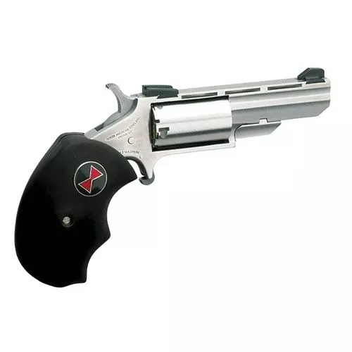 North American Arms BWM Black Widow22 Mag 5rd 2" Overall Stainless Steel with Black Oversized Rubber Grip & Fixed Sights