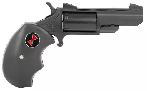 North American Arms BWMCRK Black Widow22 WMR 5 Shot 2" Matte Black Heavy Vent Rib Barrel, Matte Black Cerakote Stainless Steel Frame, Black Cylinder, Black Finger Grooved Rubber Grip, Exposed Hammer