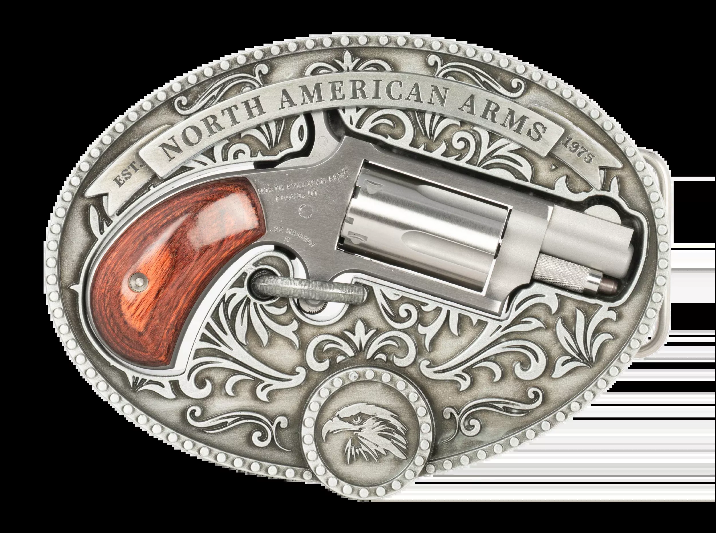 North American Arms Chuckwagon 22 Mag 1.13" 5-Shot SAO Mini-Revolver - Belt Buckle