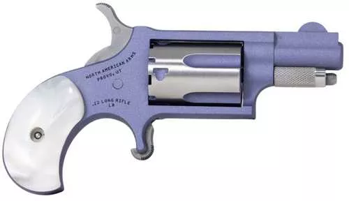 North American Arms Mini-Revolver 22 LR 5 Shot 1.13" Orchid Cerakote Stainless Steel Barrel & Frame, Orchid/Stainless Cylinder, White Pearlite Grip, Stainless Exposed Hammer