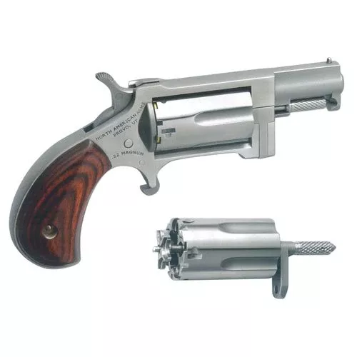 North American Arms SWC Sidewinder22 LR,22 Mag 5rd 1.50" Stainless Steel Rosewood Birdshead Grip