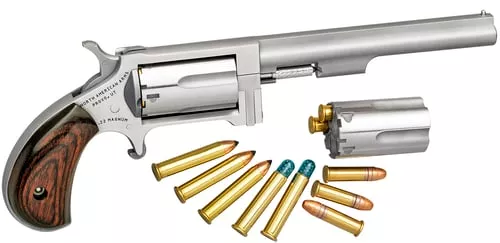 North American Arms SWC4 Sidewinder *CA Compliant 22 LR/22 WMR 5 Shot 4" Stainless Steel Barrel, Stainless Steel Frame, Stainless Cylinder, Rosewood Birdshead Grip, Exposed Hammer