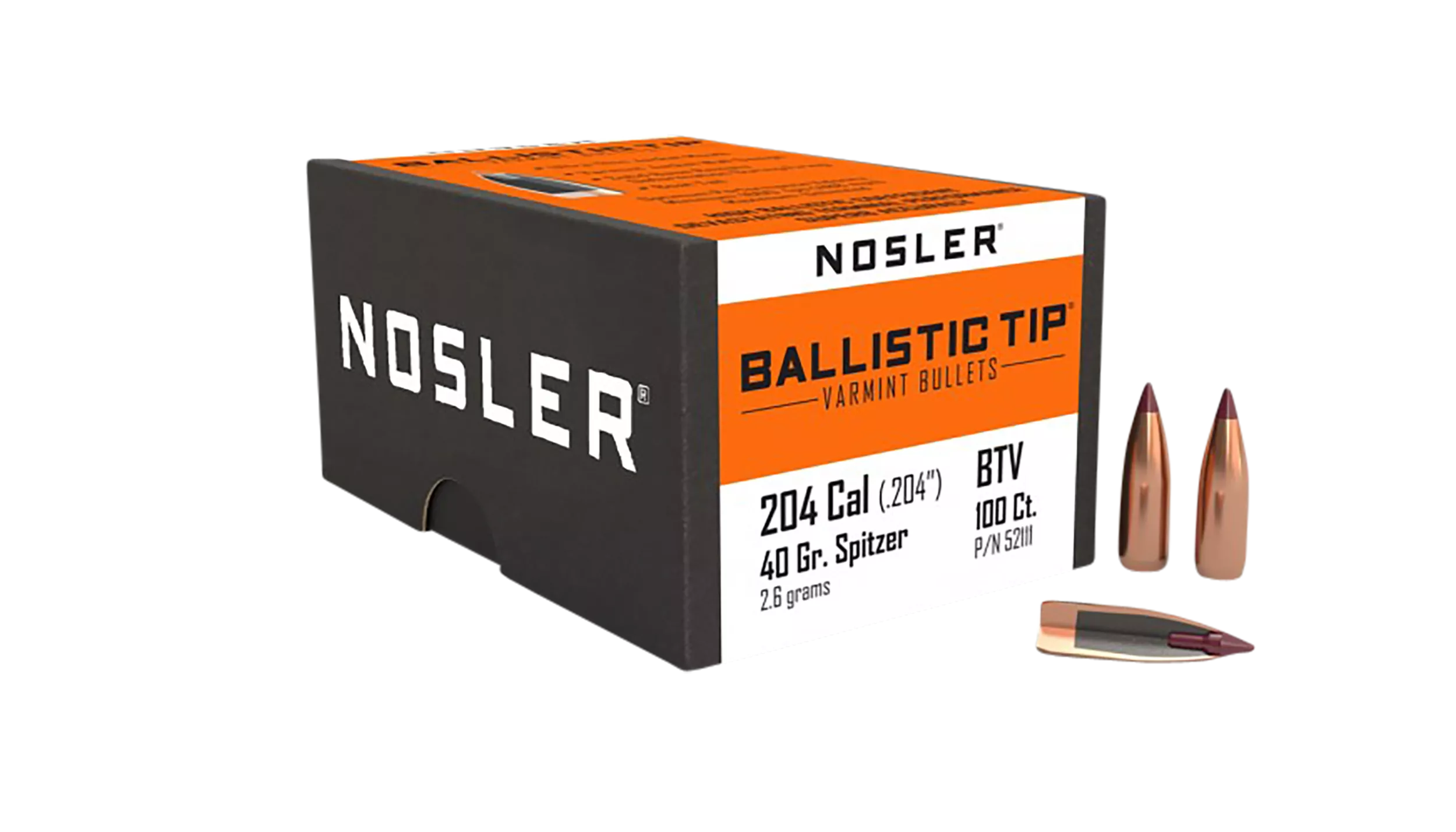 Nosler 52111 Ballistic Tip204Ruger 40gr Spitzer 100/Box