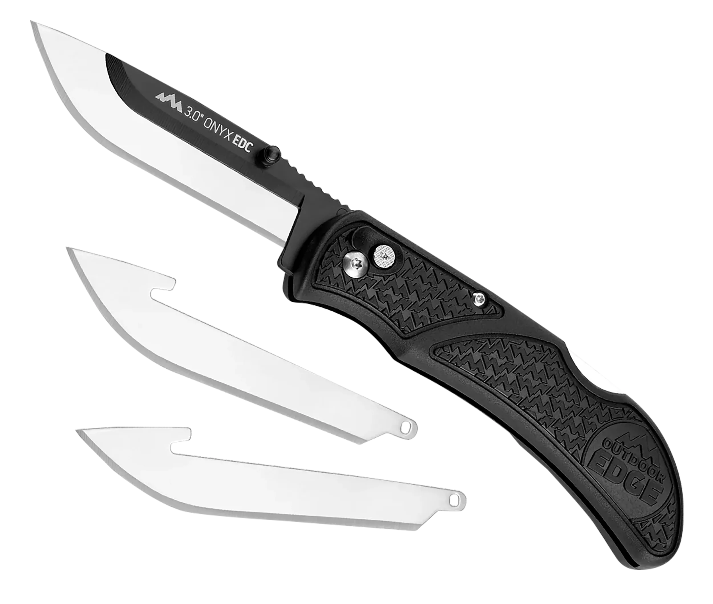 Outdoor Edge OX30C Onyx Lite 3" Folding Plain 420J2 Stainless Steel Blade Black Trimond Textured Polymer Handle