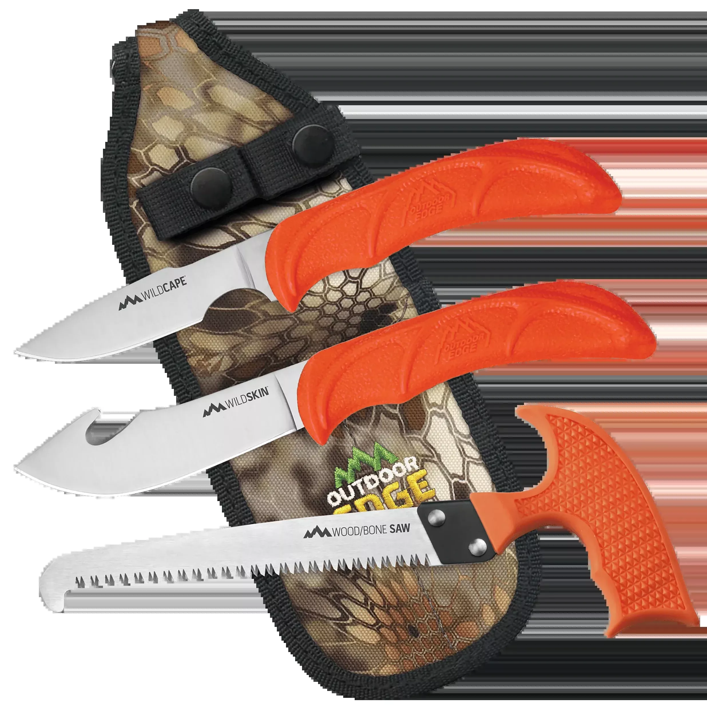 Outdoor Edge WildGuide Fixed Blade Caper/Saw/Skinner w/Gut Hook 420J2 SS Blaze Orange TPR Handle