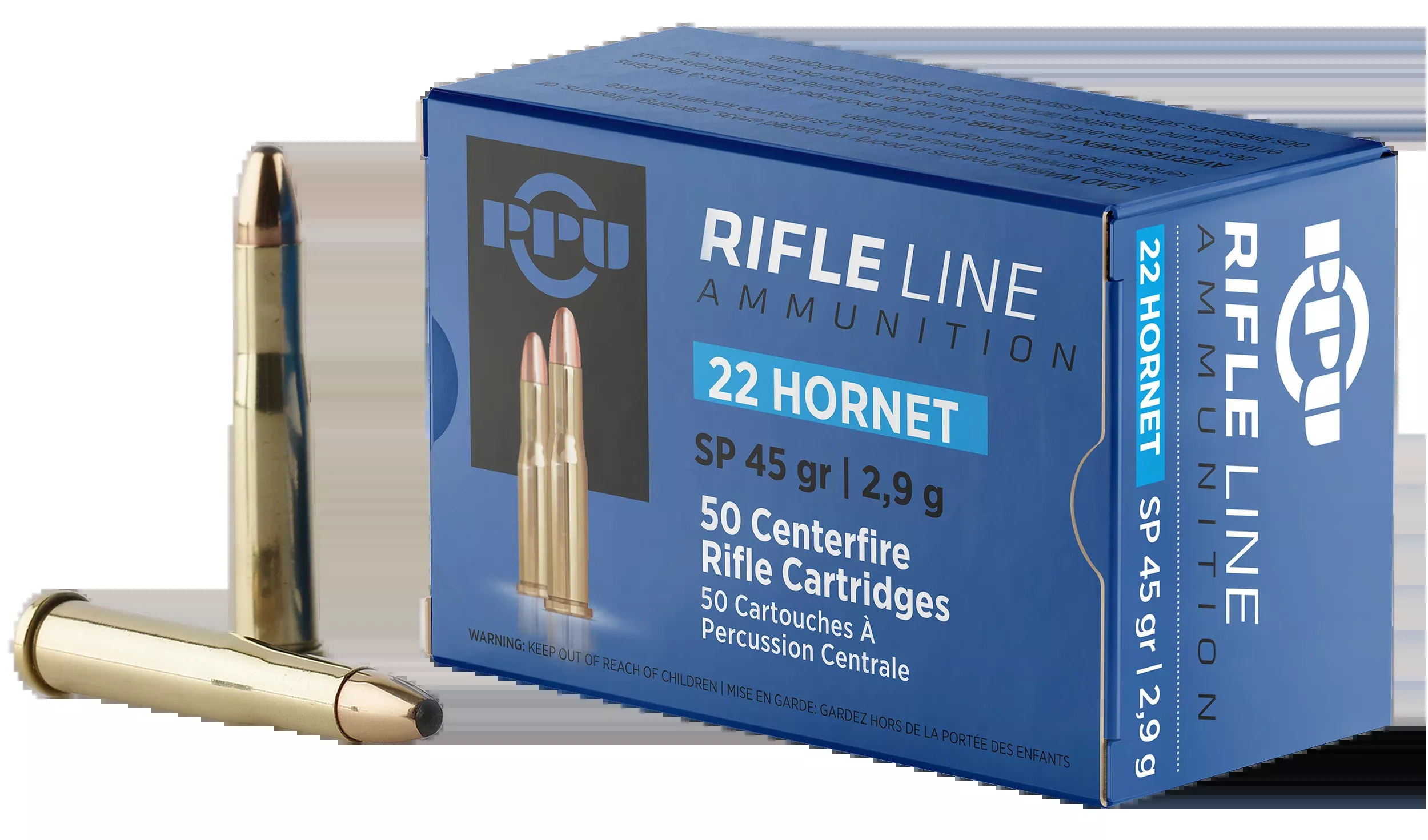 PPU PP22H Standard Rifle 22 Hornet 45gr Soft Point - Box or Case