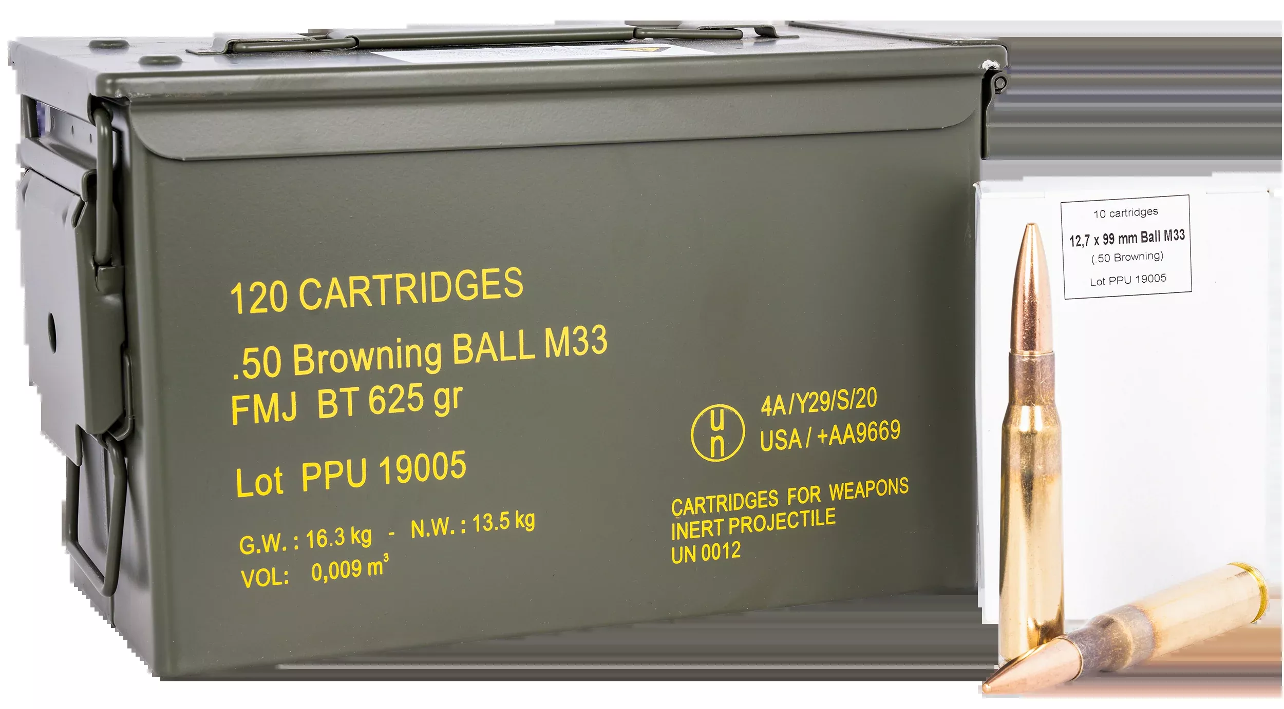 PPU Rangemaster 50 BMG 625gr FMJ 120 Rd Metal Can