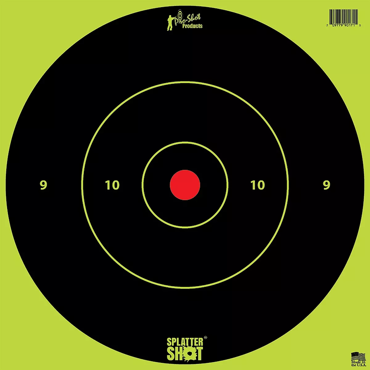 Pro-Shot 12BGREENTG12PK SplatterShot12" Bullseye Hanging Heavy Paper Black/Red Impact Enhancement Yes White 12 PK