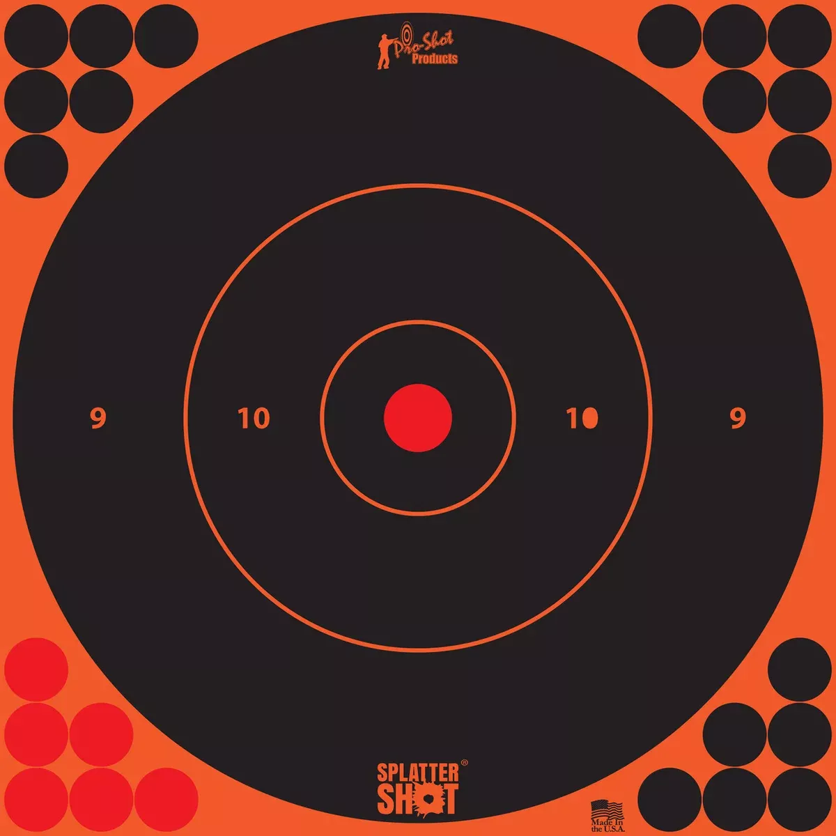 Pro-Shot 12BORNGE5PK SplatterShotSelf-Adhesive Paper Black/Orange12" Bullseye 5 Pack