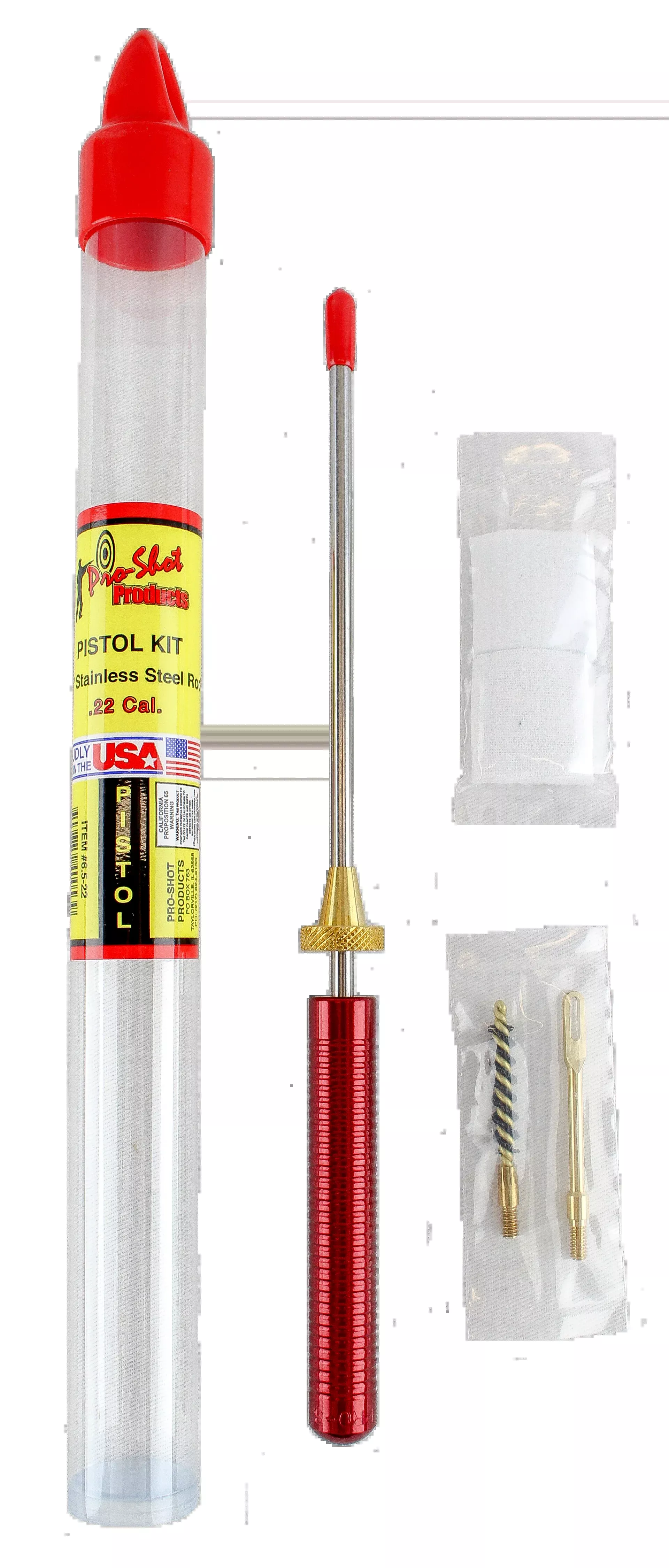 Pro-Shot 6522 Starter Series .22 Cal Pistol Cleaning Kit 6.5" Nylon Bore