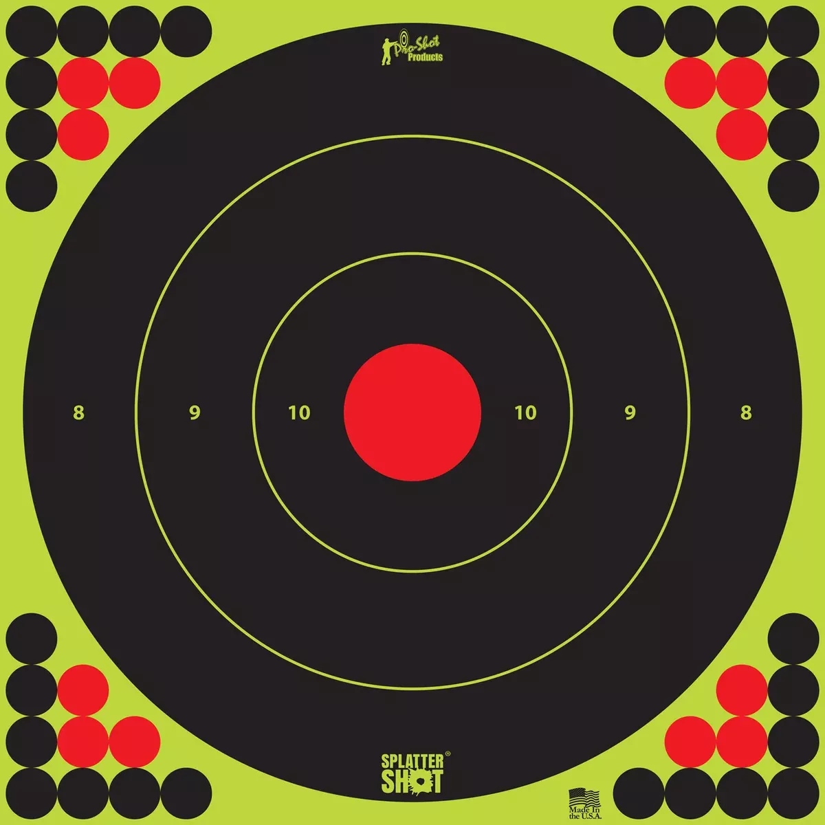 Pro-Shot LONGRANGE172 SplatterShotSelf-Adhesive Paper Black/Green/Red 17.25" Bullseye 5 Pack